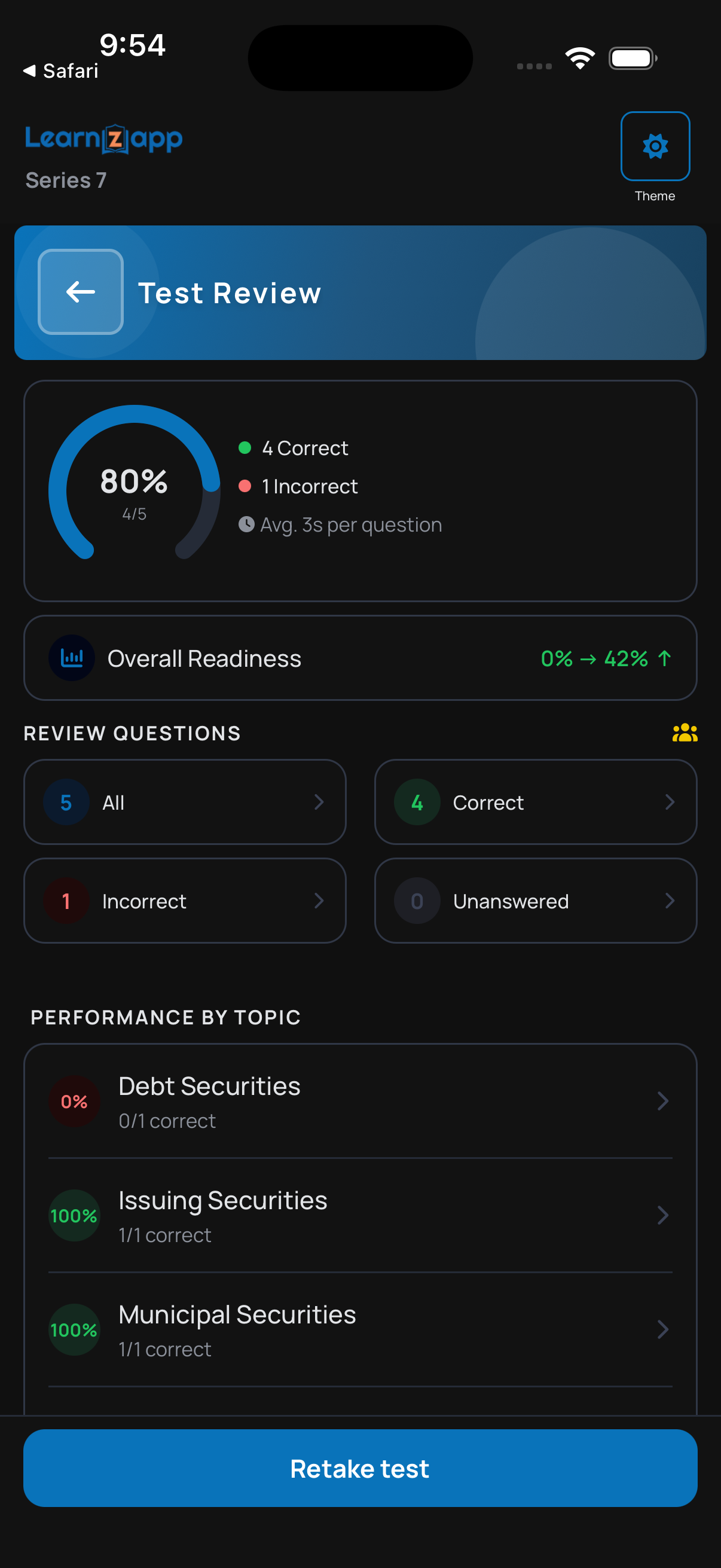 Track Progress in Each Test